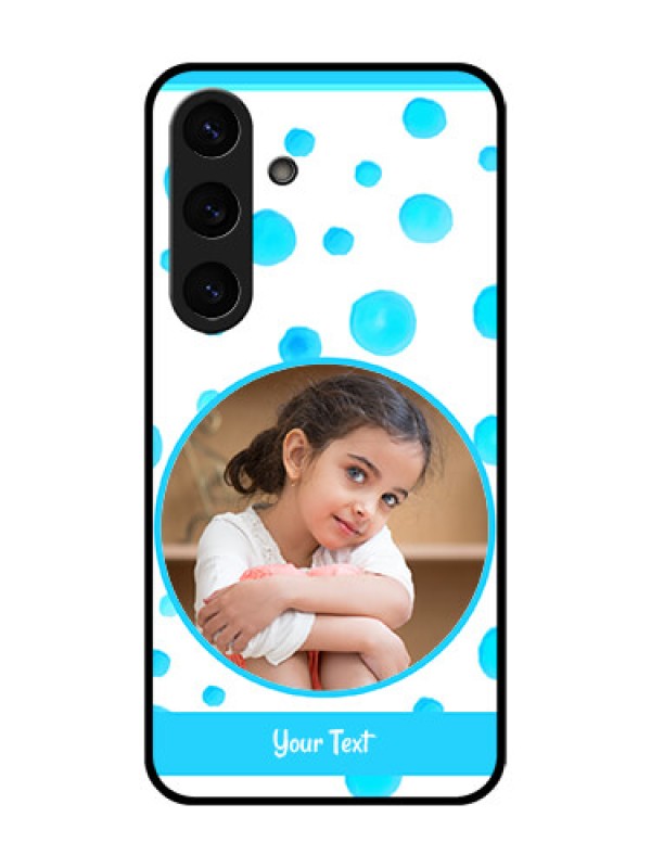 Custom Galaxy S25 5G Custom Glass Phone CaseBlue Bubbles Pattern Design