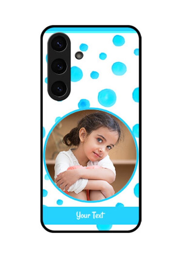 Galaxy S25 5G Custom Glass Phone CaseBlue Bubbles Pattern Design