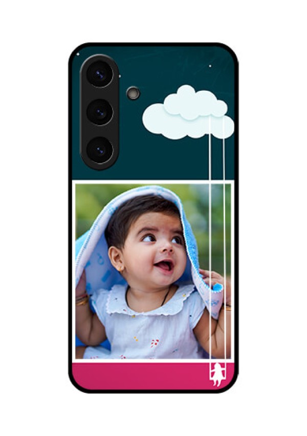 Galaxy S25 5G Custom Glass Phone CaseCute Girl With Cloud Design