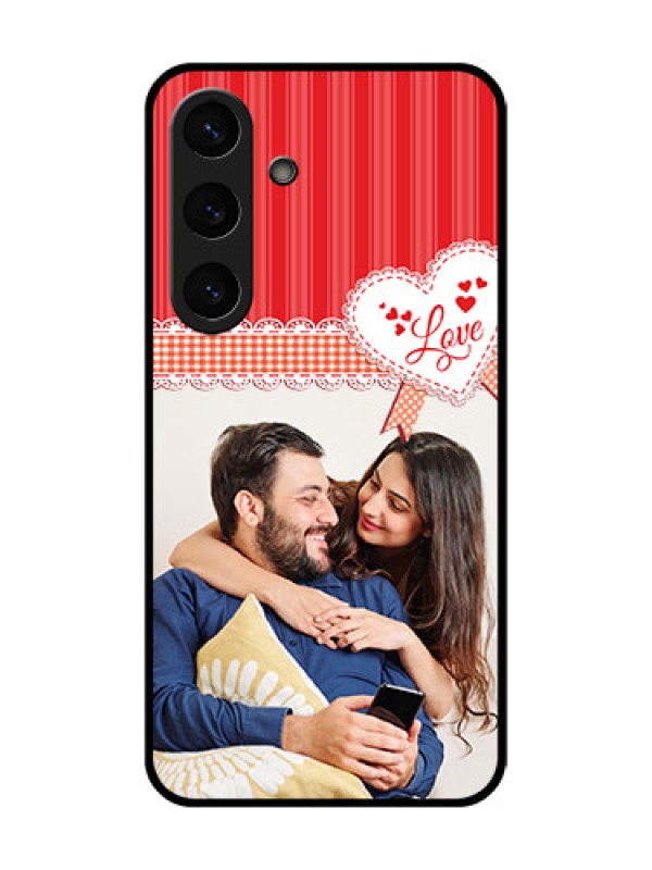 Custom Galaxy S25 5G Custom Glass Phone CaseRed Love Pattern Design