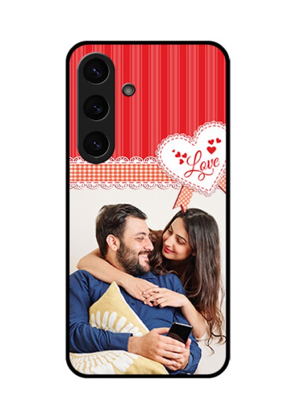 Galaxy S25 5G Custom Glass Phone CaseRed Love Pattern Design