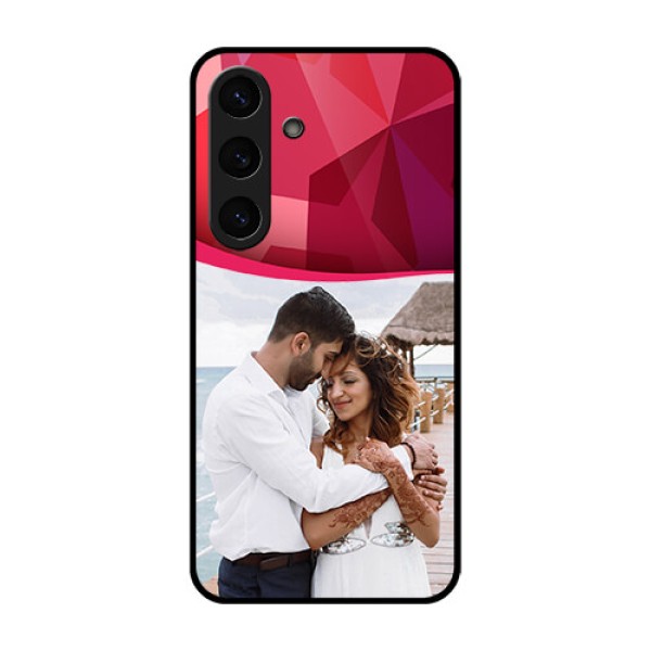 Galaxy S25 5G Custom Glass Phone CaseRed Abstract Design