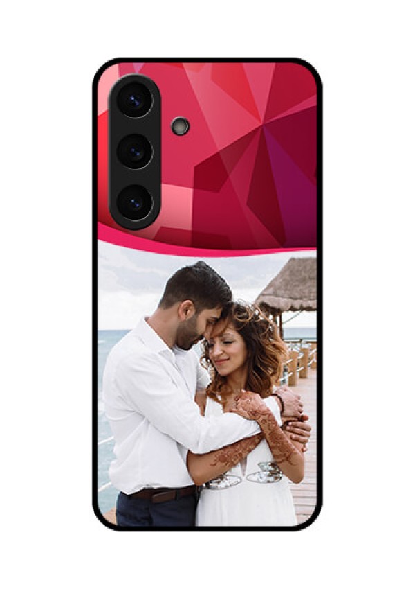 Galaxy S25 5G Custom Glass Phone CaseRed Abstract Design