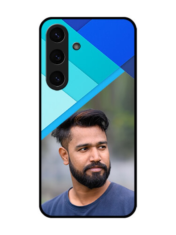 Custom Galaxy S25 5G Custom Glass Phone CaseBlue Pattern Design