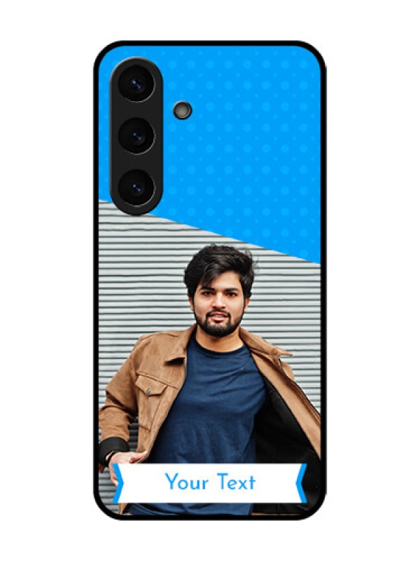 Custom Galaxy S25 5G Custom Glass Phone CaseSimple Blue Color Design