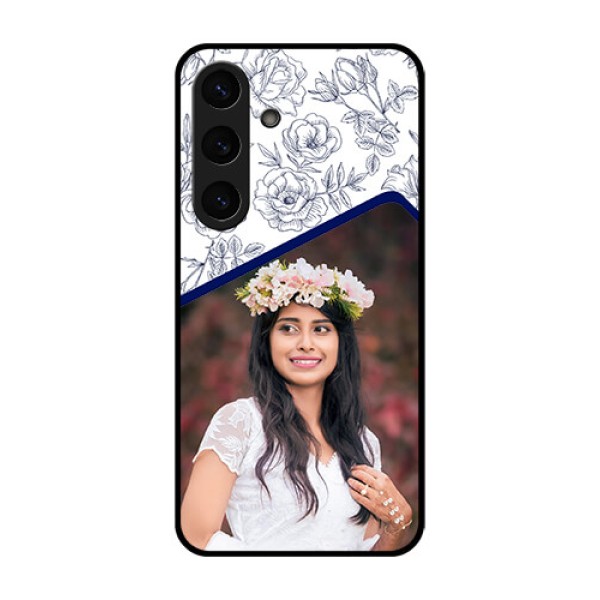 Galaxy S25 5G Custom Glass Phone CaseClassy Floral Design Galaxy S25 5G Custom Glass Phone CaseClassy Floral Design