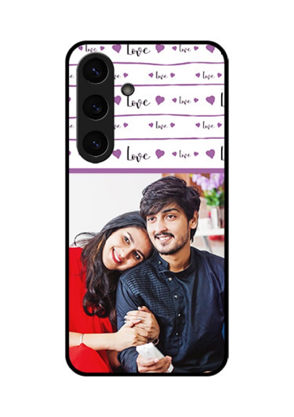 Galaxy S25 5G Custom Glass Phone CaseCouples Heart Design