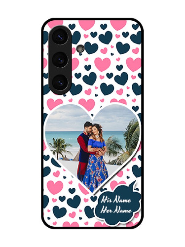 Custom Galaxy S25 5G Custom Glass Phone CasePink and Blue Heart Design