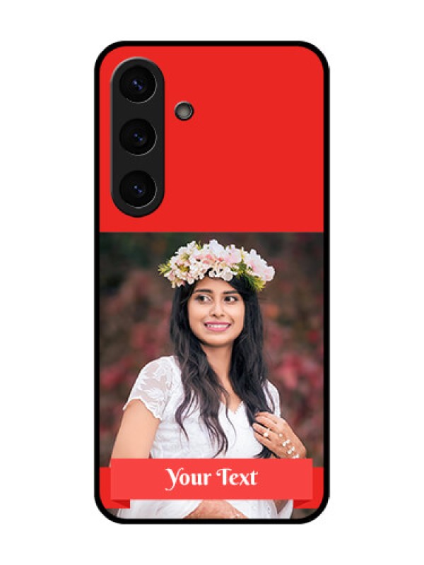 Custom Galaxy S25 5G Custom Glass Phone CaseSimple Red Color Design