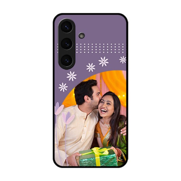 Galaxy S25 5G Custom Glass Phone CaseLavender Flowers Design