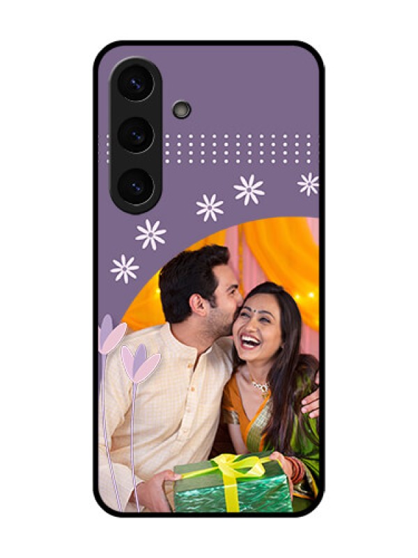 Custom Galaxy S25 5G Custom Glass Phone CaseLavender Flowers Design