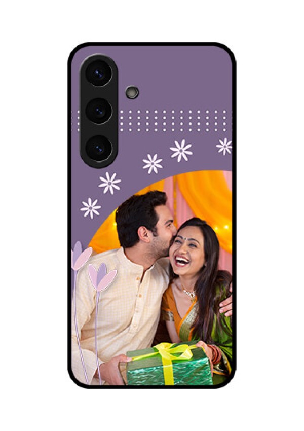 Galaxy S25 5G Custom Glass Phone CaseLavender Flowers Design