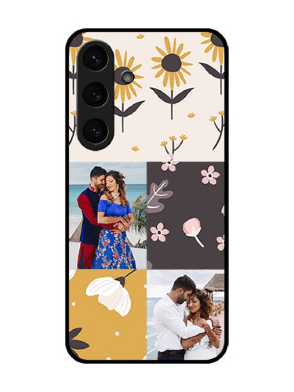 Custom Galaxy S25 5G Custom Glass Phone Case3 Images With Floral Design