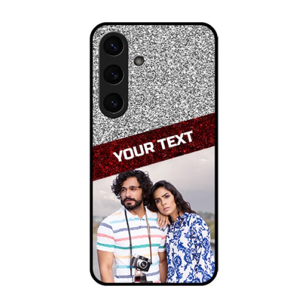 Galaxy S25 5G Custom Glass Phone CaseImage Holder With Glitter Strip Design Galaxy S25 5G Custom Glass Phone CaseImage Holder With Glitter Strip Design
