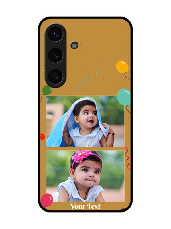 Custom Galaxy S25 5G Custom Glass Phone CaseImage Holder With Birthday Celebrations Design