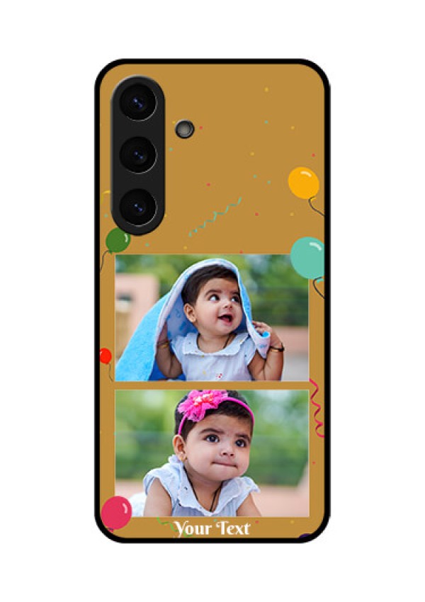 Galaxy S25 5G Custom Glass Phone CaseImage Holder With Birthday Celebrations Design