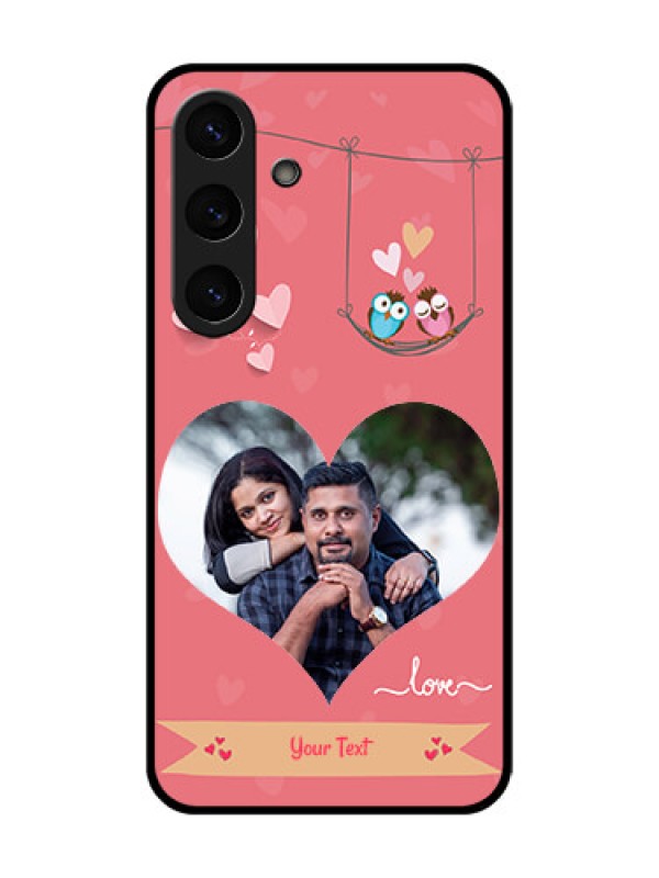 Custom Galaxy S25 5G Custom Glass Phone CasePeach Color Love Design