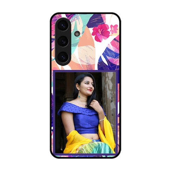 Galaxy S25 5G Custom Glass Phone CaseAbstract Floral Design