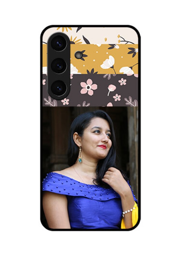 Galaxy S25 5G Custom Glass Phone CaseStylish Floral Design