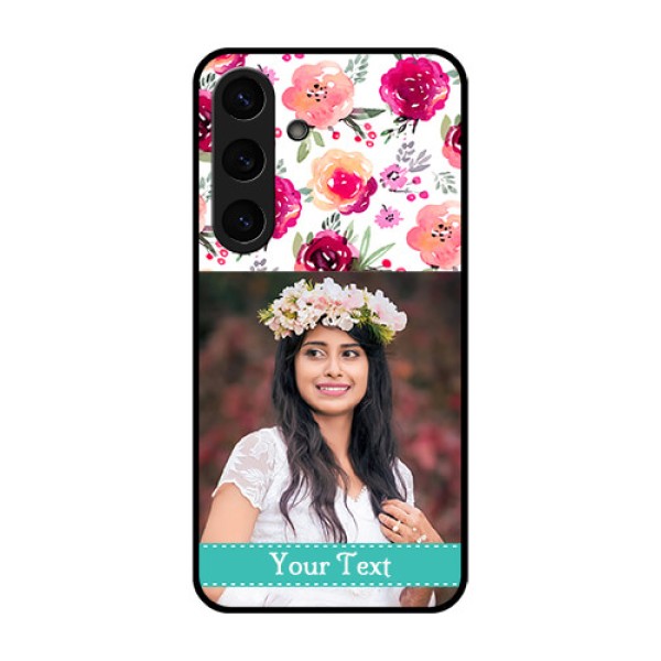 Galaxy S25 5G Custom Glass Phone CaseWater Colors Floral Design Galaxy S25 5G Custom Glass Phone CaseWater Colors Floral Design