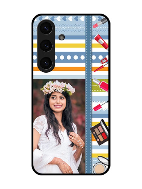 Custom Galaxy S25 5G Custom Glass Phone CaseMakeup Icons Design