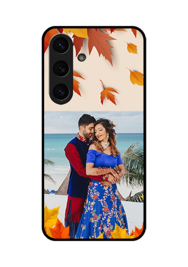 Galaxy S25 5G Custom Glass Phone CaseAutumn Maple Leaves Design