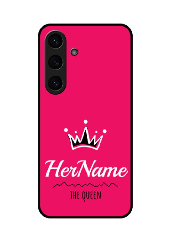 Galaxy S25 5G Custom Glass Phone CaseQueen With Name Design