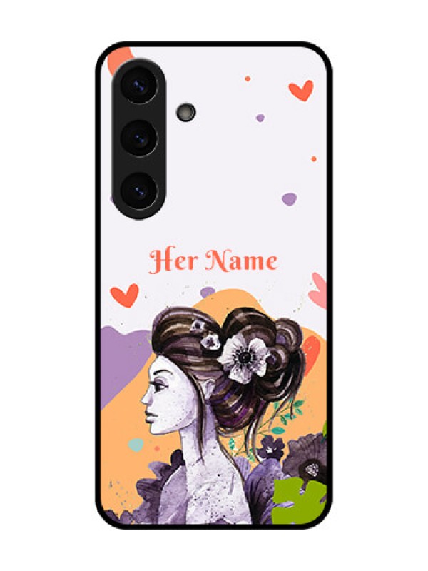 Custom Galaxy S25 5G Custom Glass Phone CaseWoman And Nature Design