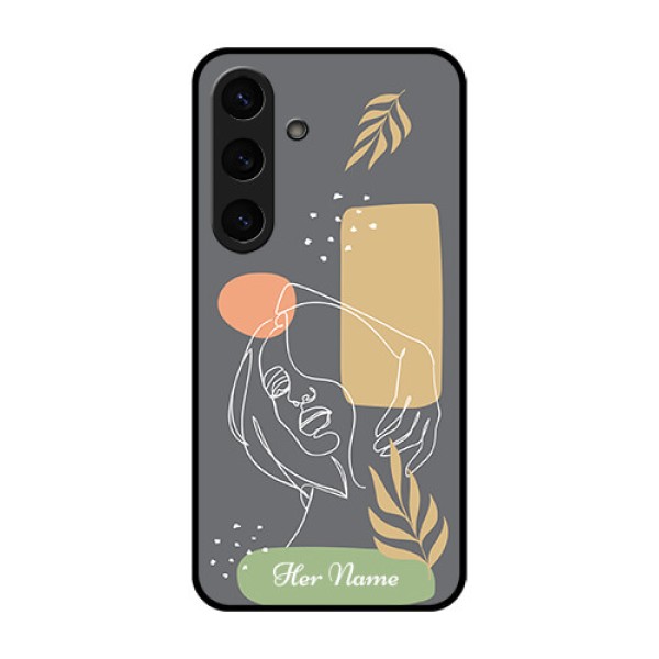 Galaxy S25 5G Custom Glass Phone CaseGazing Woman Line Art Design Galaxy S25 5G Custom Glass Phone CaseGazing Woman Line Art Design