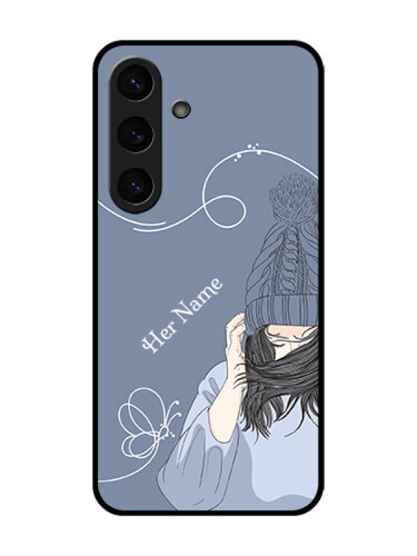 Custom Galaxy S25 5G Custom Glass Phone CaseGirl In Winter Outfit Design