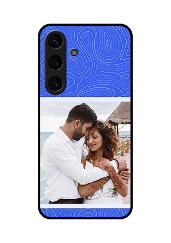 Galaxy S25 5G Custom Glass Phone CaseCurved Line Art With Blue And White Design