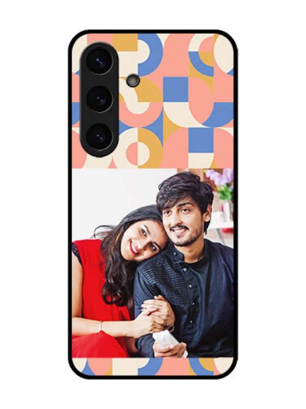 Custom Galaxy S25 5G Custom Glass Phone CaseSemi - Circle Maze Pattern Design