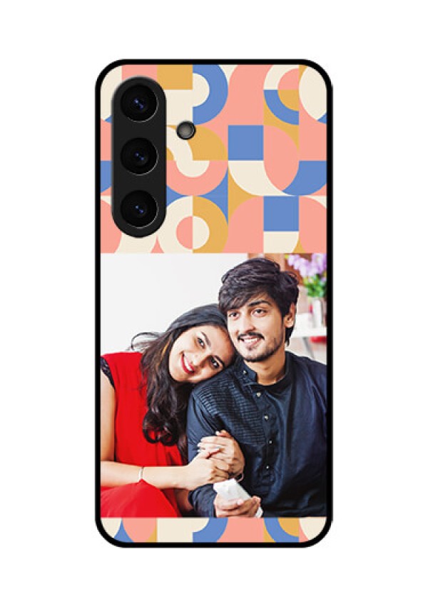 Galaxy S25 5G Custom Glass Phone CaseSemi - Circle Maze Pattern Design