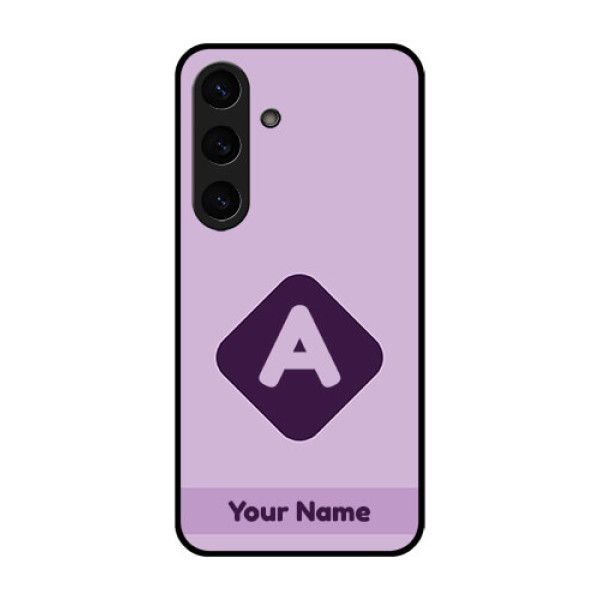 Galaxy S25 5G Custom Glass Phone CaseCustom Letter In Curved Badge Design