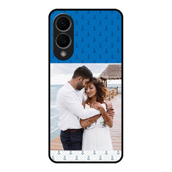 Samsung Galaxy S25 Edge 5G Custom Glass Phone Case - Blue Anchors Design Samsung Galaxy S25 Edge 5G Custom Glass Phone Case - Blue Anchors Design