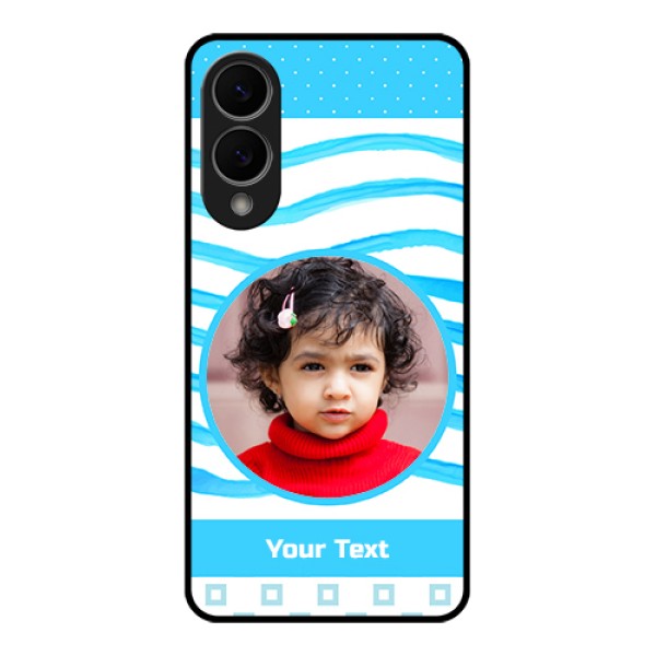 Samsung Galaxy S25 Edge 5G Custom Glass Phone Case - Simple Blue Case Design Samsung Galaxy S25 Edge 5G Custom Glass Phone Case - Simple Blue Case Design