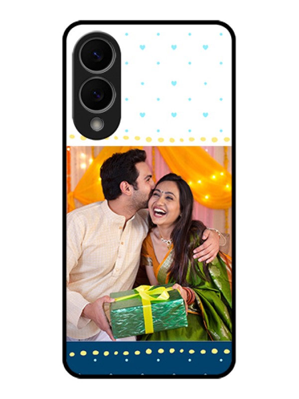 Custom Samsung Galaxy S25 Edge 5G Custom Glass Phone Case - White And Blue Abstract Design