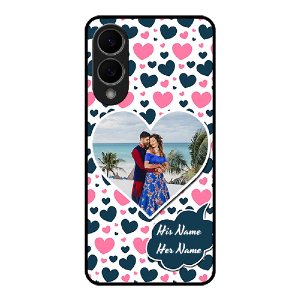 Samsung Galaxy S25 Edge 5G Custom Glass Phone Case - Pink & Blue Heart Design