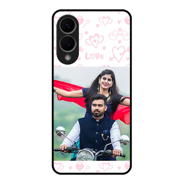 Samsung Galaxy S25 Edge 5G Custom Glass Phone Case - Pink Flying Heart Design