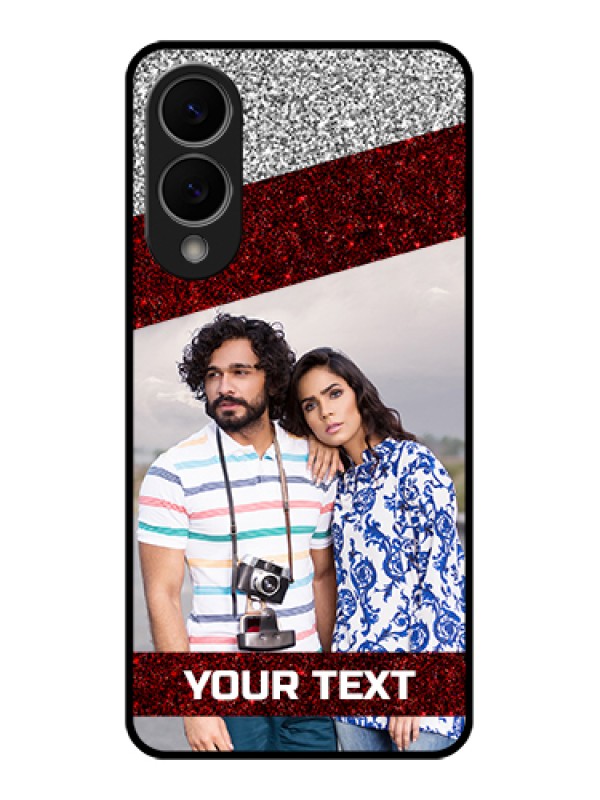 Custom Samsung Galaxy S25 Edge 5G Custom Glass Phone Case - Image Holder With Glitter Strip Design