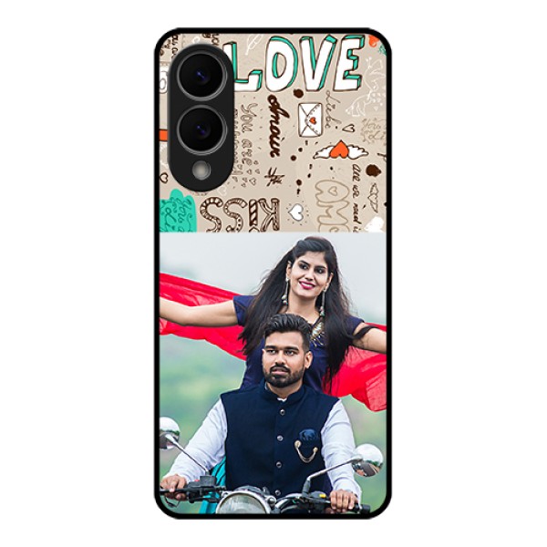 Samsung Galaxy S25 Edge 5G Custom Glass Phone Case - Love Doodle Pattern