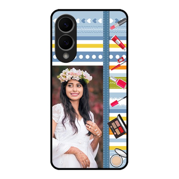 Samsung Galaxy S25 Edge 5G Custom Glass Phone Case - Makeup Icons Design Samsung Galaxy S25 Edge 5G Custom Glass Phone Case - Makeup Icons Design
