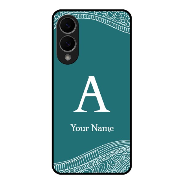 Samsung Galaxy S25 Edge 5G Custom Glass Phone Case - Line Art Pattern With Custom Name Design Samsung Galaxy S25 Edge 5G Custom Glass Phone Case - Line Art Pattern With Custom Name Design