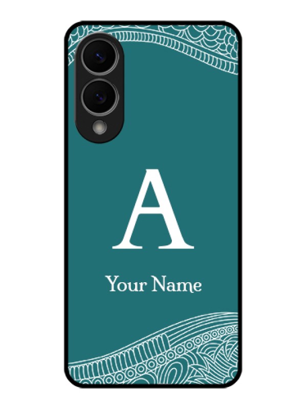 Custom Samsung Galaxy S25 Edge 5G Custom Glass Phone Case - Line Art Pattern With Custom Name Design
