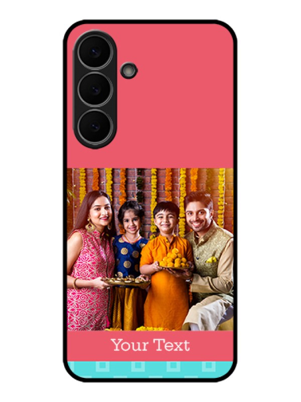 Custom Samsung Galaxy S25 FE 5G Custom Glass Phone Case - Peach & Blue Color Design