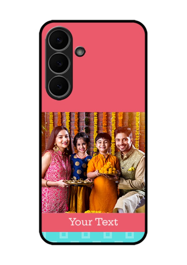 Samsung Galaxy S25 FE 5G Custom Glass Phone Case - Peach & Blue Color Design