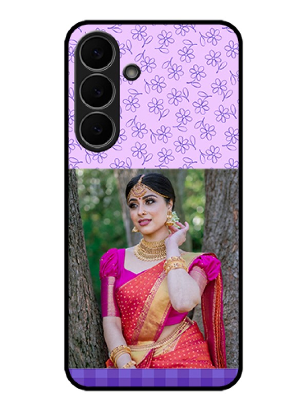 Custom Samsung Galaxy S25 FE 5G Custom Glass Phone Case - Purple Floral Design