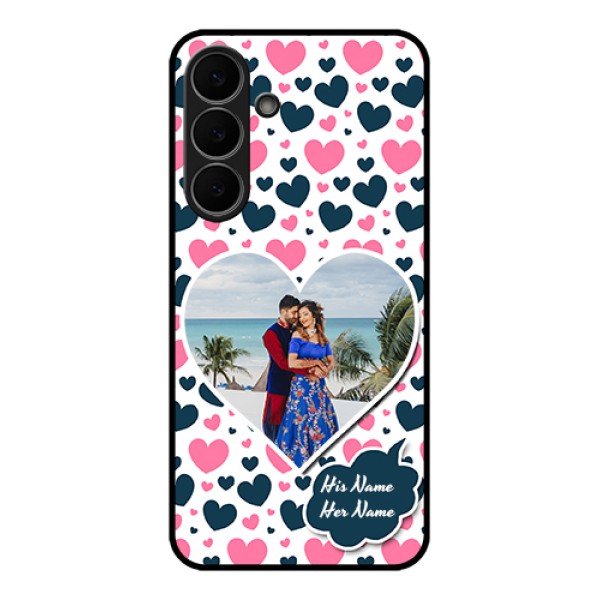 Samsung Galaxy S25 FE 5G Custom Glass Phone Case - Pink & Blue Heart Design