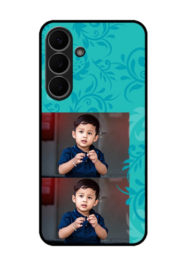 Samsung Galaxy S25 FE 5G Custom Glass Phone Case - With Photo And Green Floral Design
