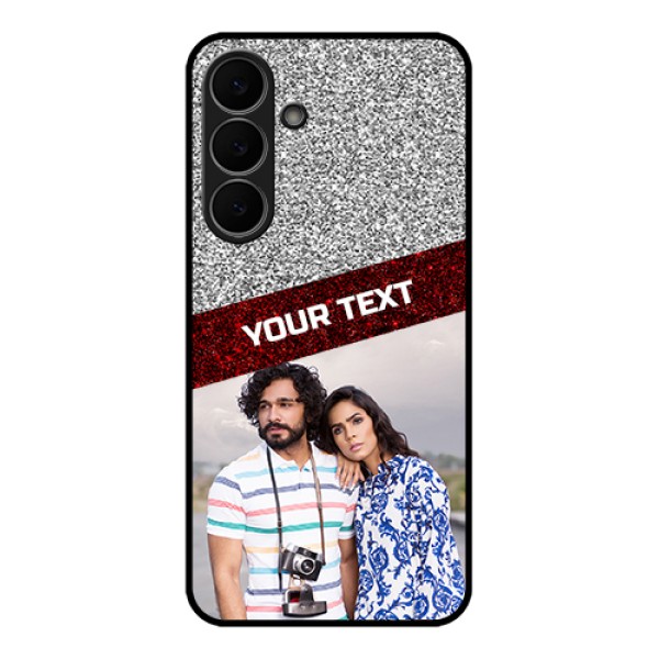 Samsung Galaxy S25 FE 5G Custom Glass Phone Case - Image Holder With Glitter Strip Design Samsung Galaxy S25 FE 5G Custom Glass Phone Case - Image Holder With Glitter Strip Design
